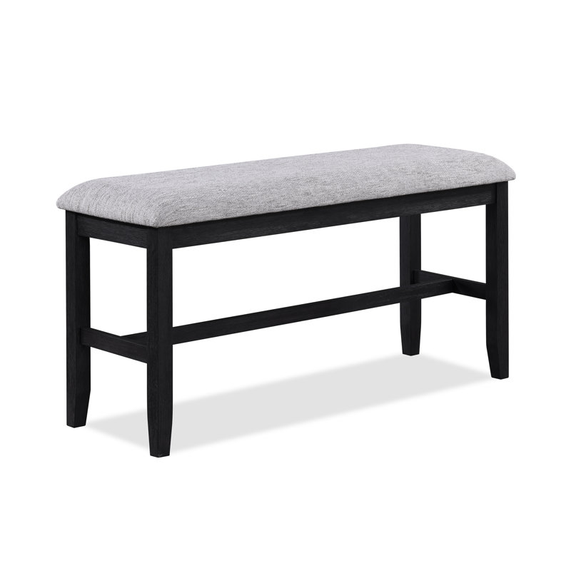 Red Barrel Studio 1Pc Farmhouse Transitional Counter Height Upholstered Bench In Light Grey Wooden Dining Room Furniture Black Gray Wayfair